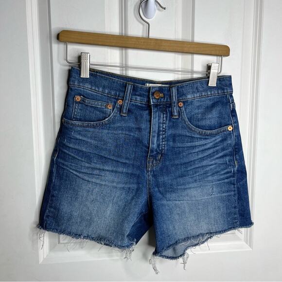 Madewell High Rise Medium Wash Cut Off Denim Shorts Size 25 - Picture 2 of 8